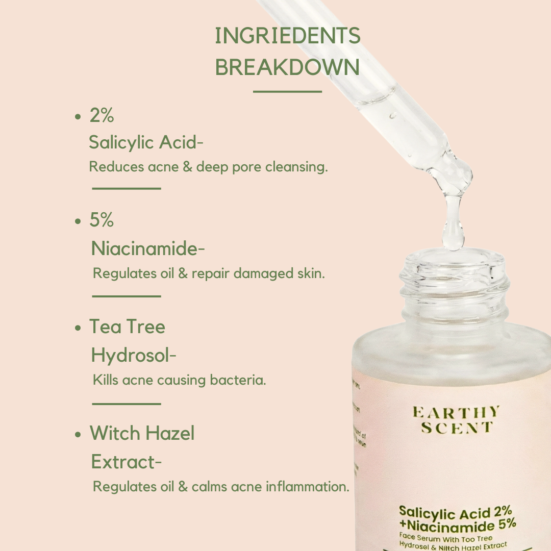 Salicylic acid 2% + niacinamide 5% with Tea tree hydrosol & face serum